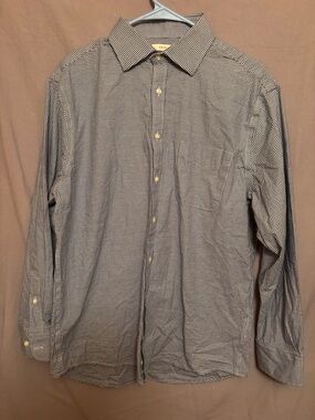 Jos. A. Bank Blue and White Micro-Check Dress Shirt Slim Fit Size 16.5 32/33
